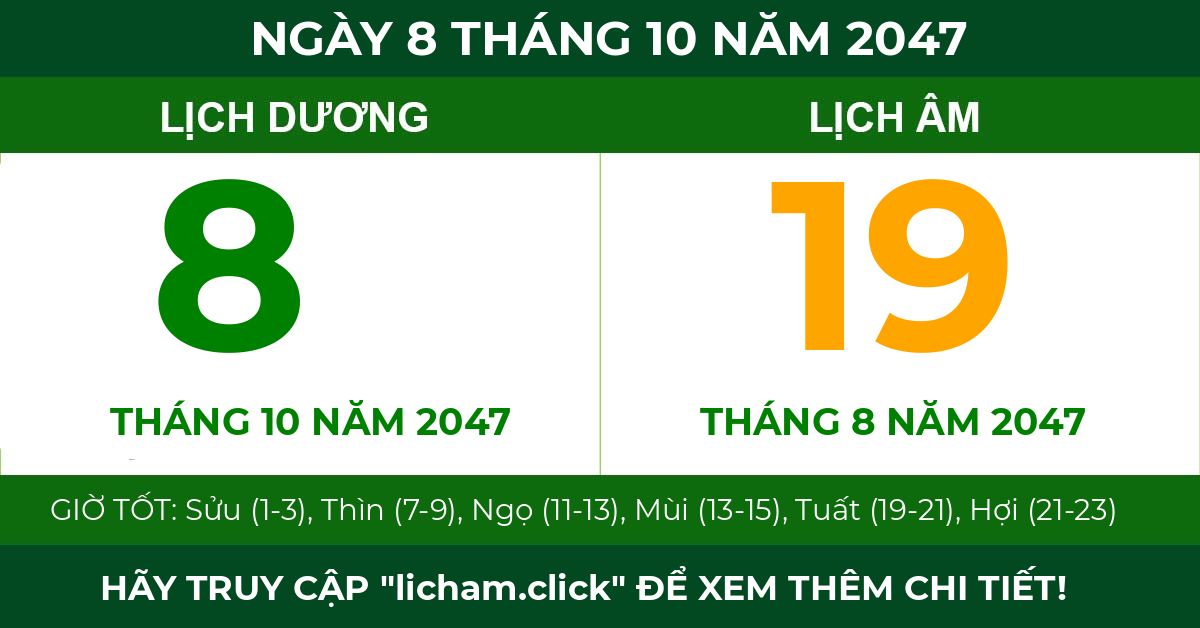 lịch âm ngày 8 tháng 10 năm 2047