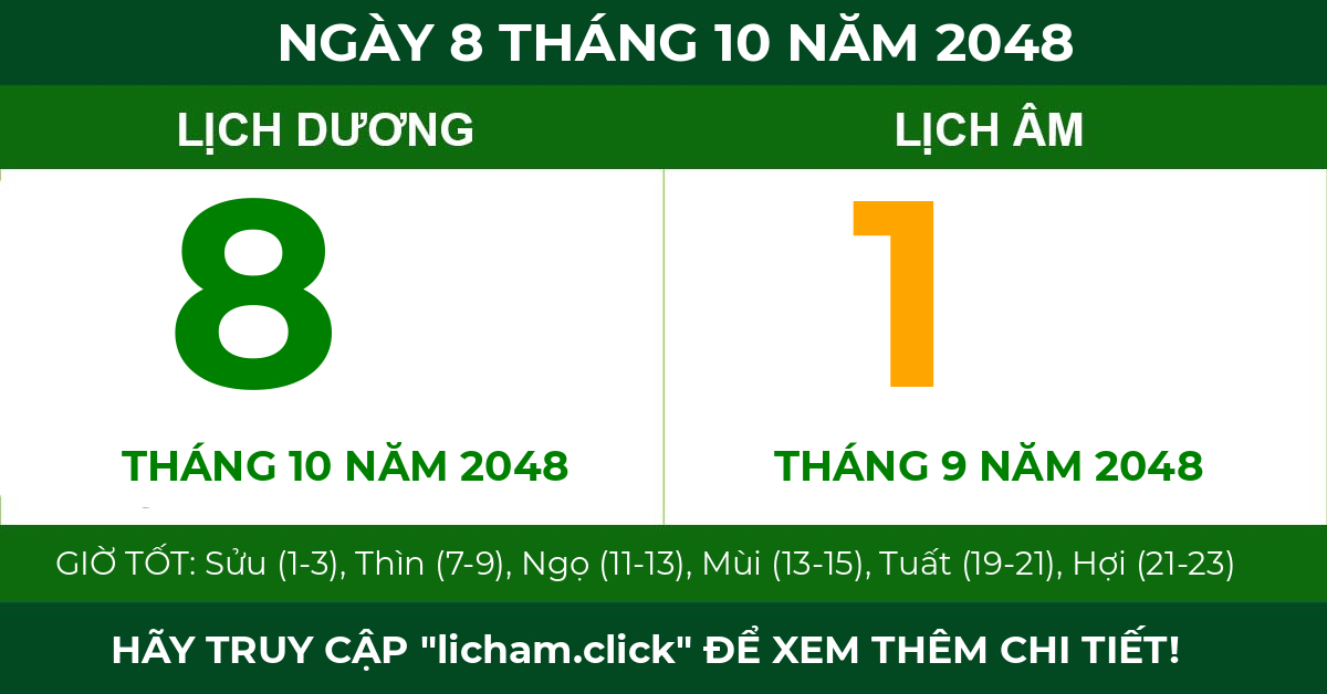 lịch âm ngày 8 tháng 10 năm 2048