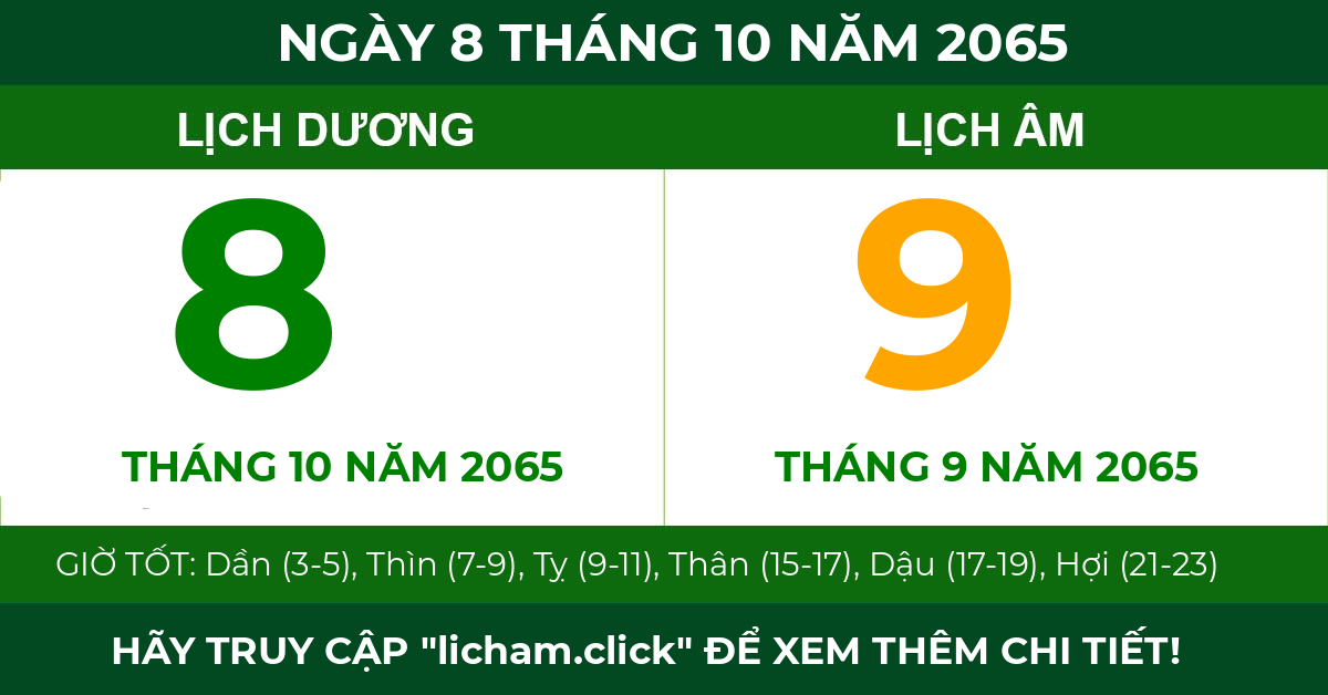 lịch âm ngày 8 tháng 10 năm 2065