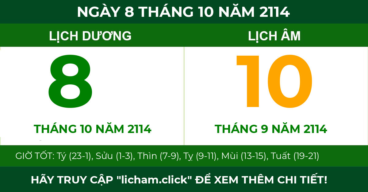 lịch âm ngày 8 tháng 10 năm 2114