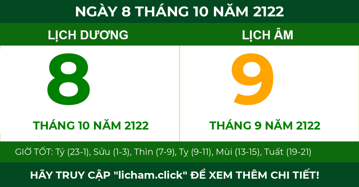 lịch âm ngày 8 tháng 10 năm 2122