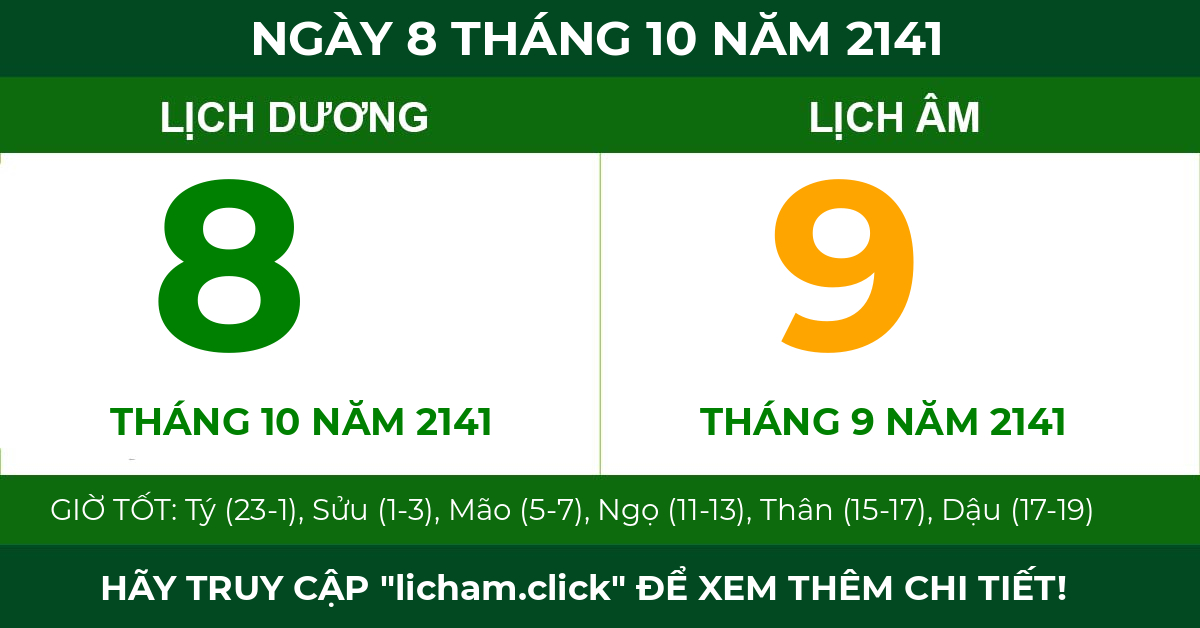 lịch âm ngày 8 tháng 10 năm 2141