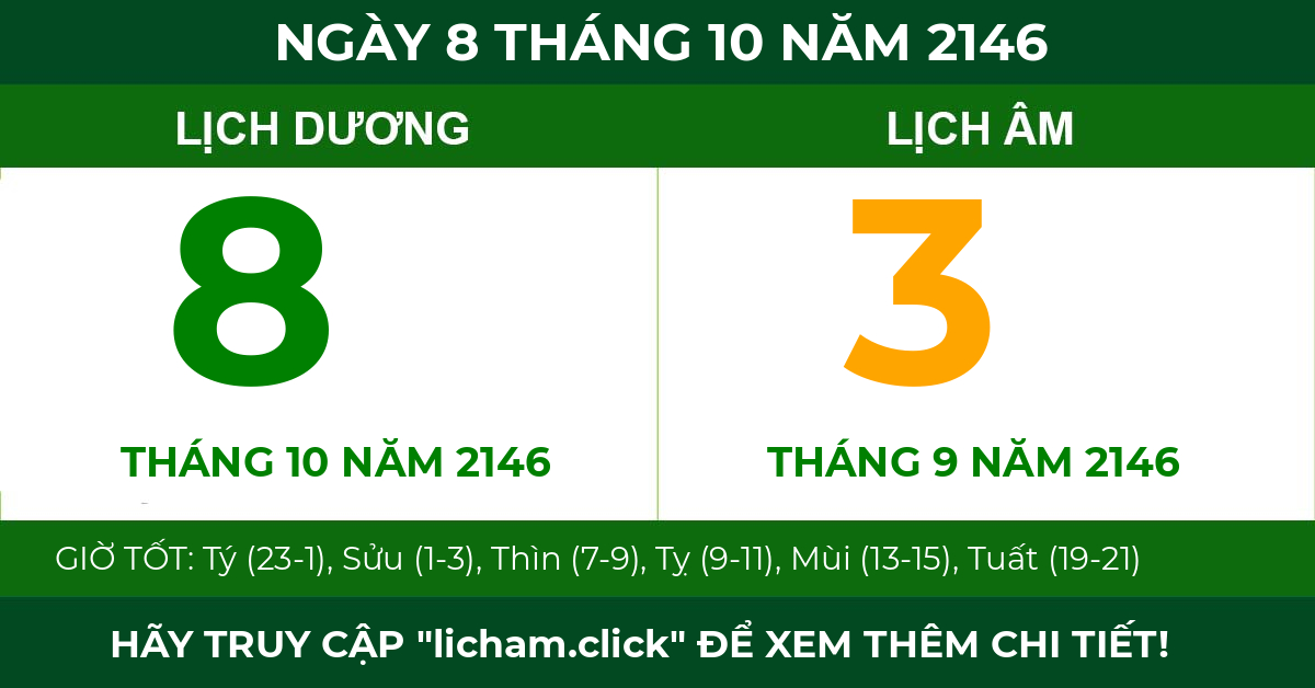 lịch âm ngày 8 tháng 10 năm 2146