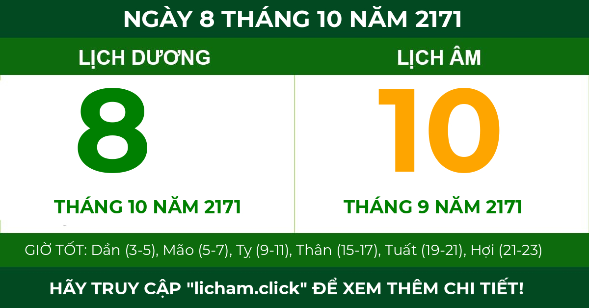 lịch âm ngày 8 tháng 10 năm 2171