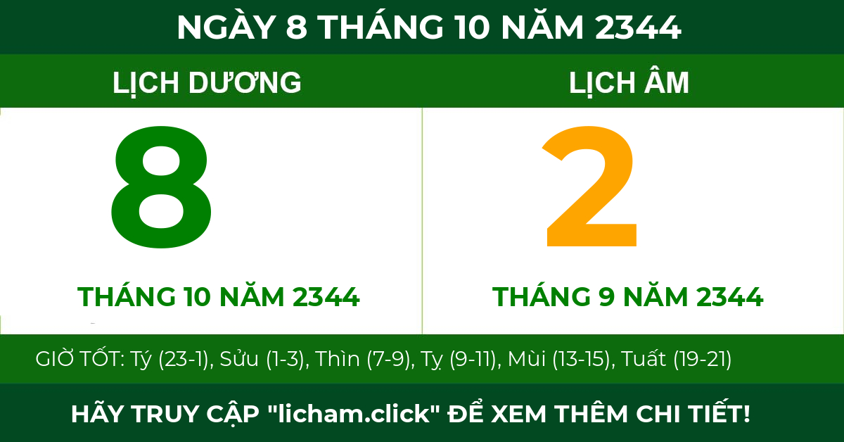 lịch âm ngày 8 tháng 10 năm 2344