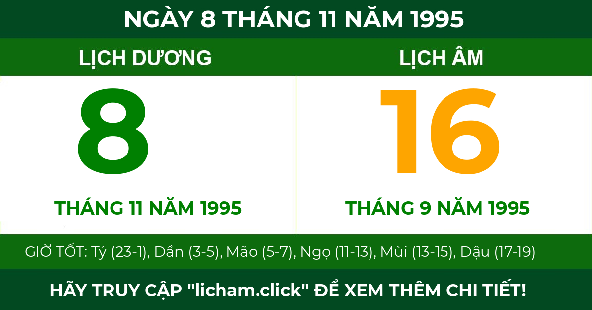 lịch âm ngày 8 tháng 11 năm 1995