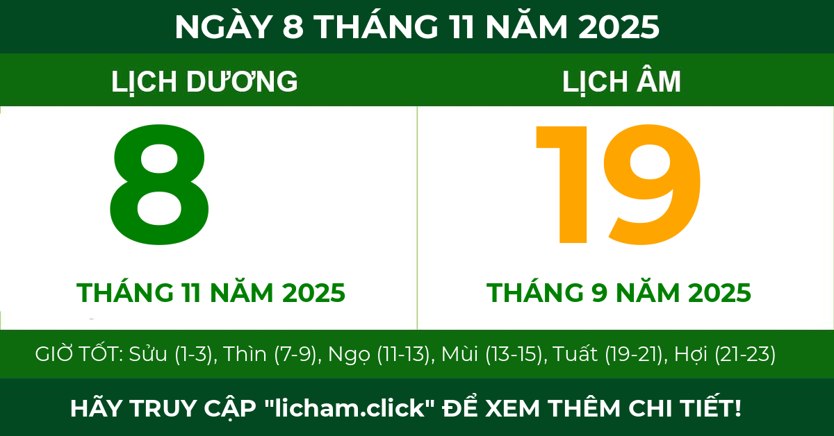 lịch âm ngày 8 tháng 11 năm 2025