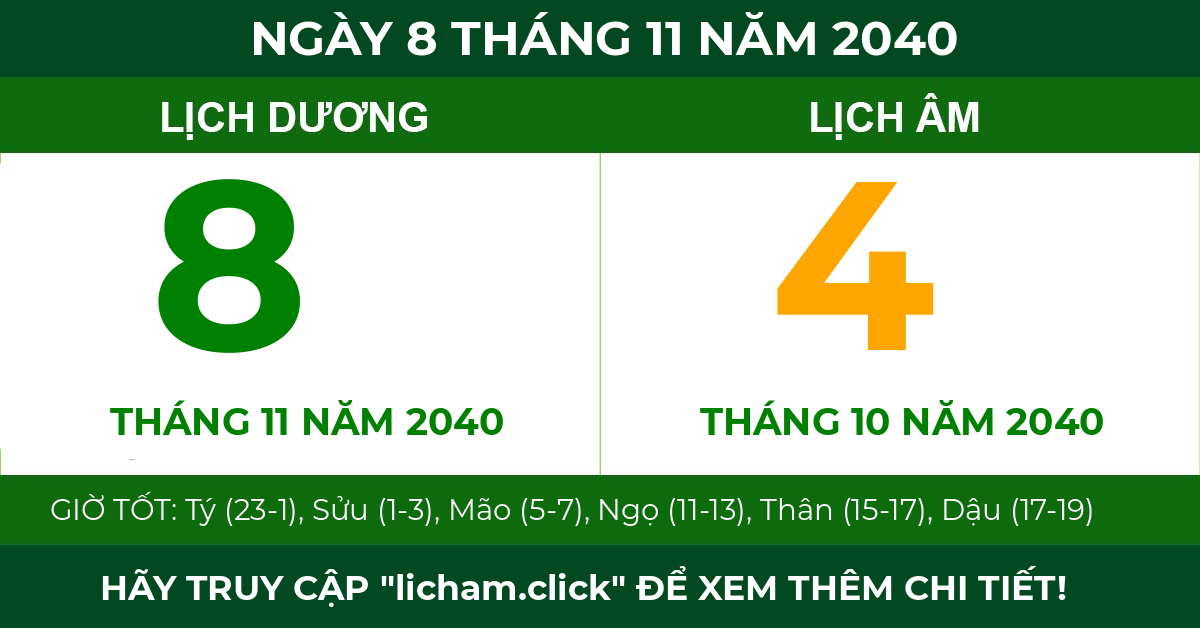 lịch âm ngày 8 tháng 11 năm 2040