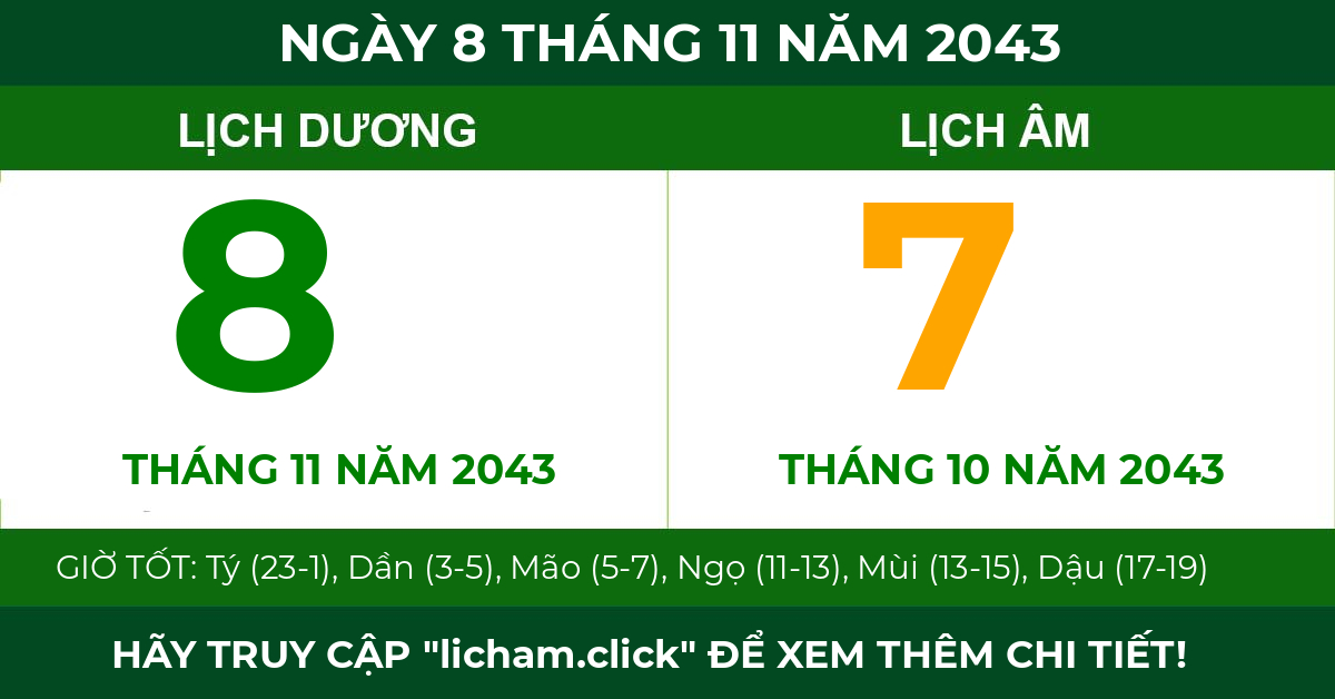 lịch âm ngày 8 tháng 11 năm 2043