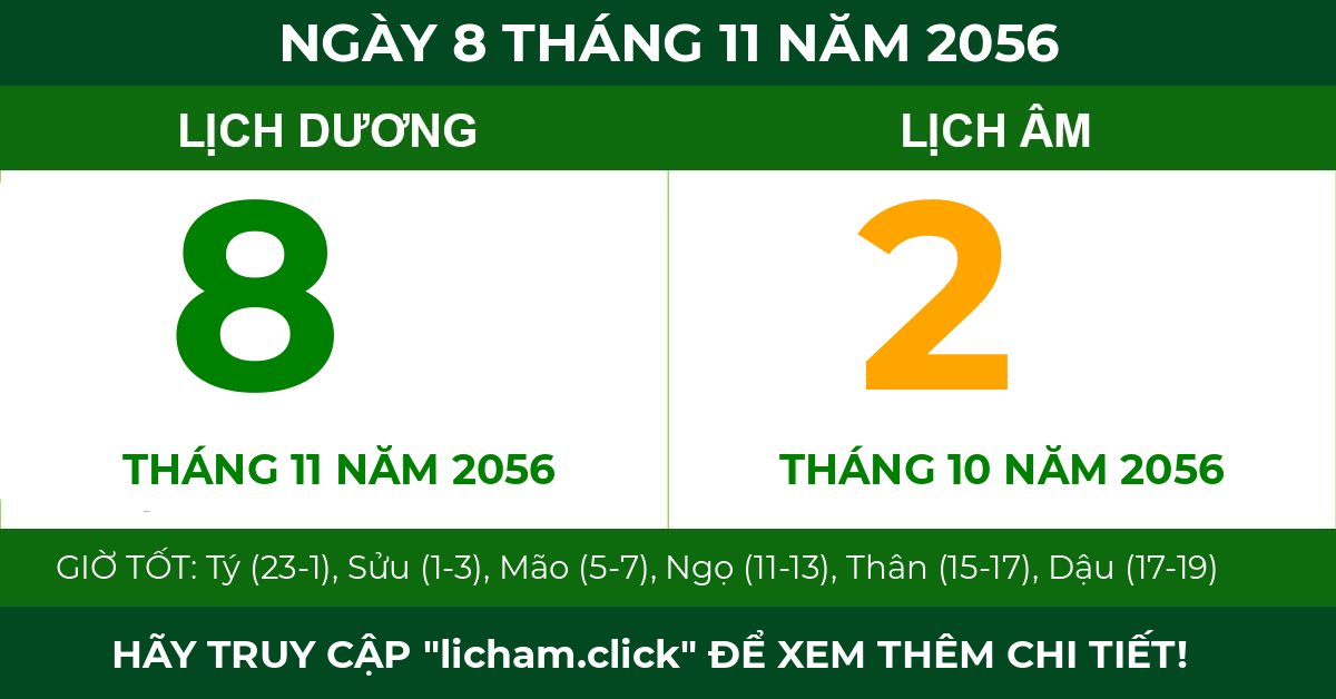 lịch âm ngày 8 tháng 11 năm 2056