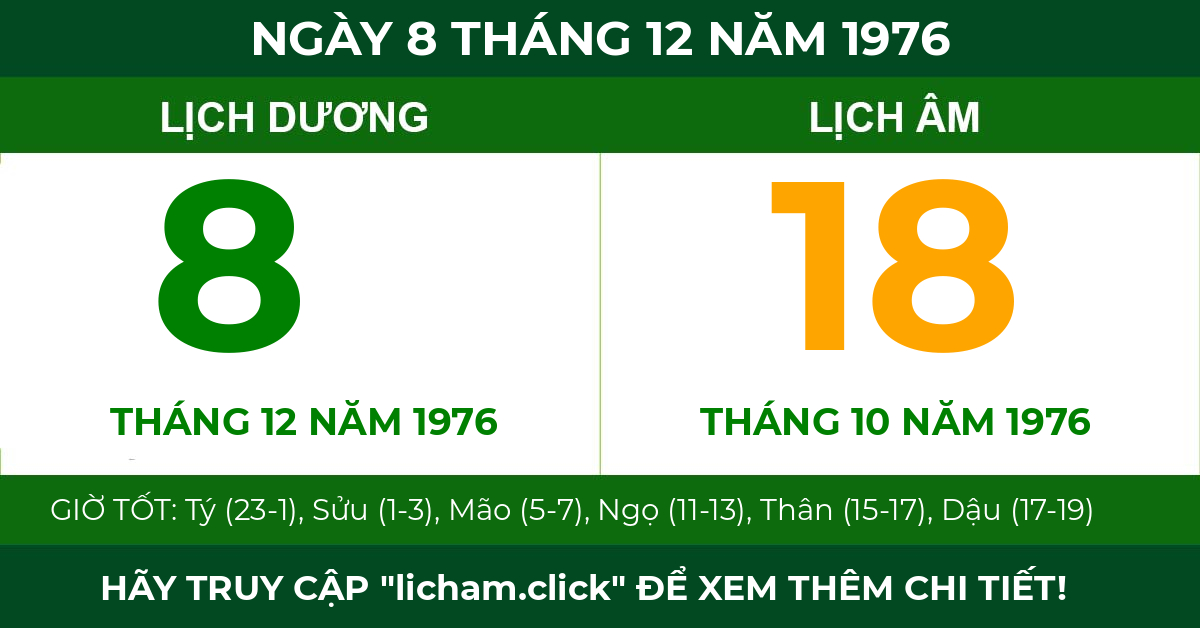 lịch âm ngày 8 tháng 12 năm 1976