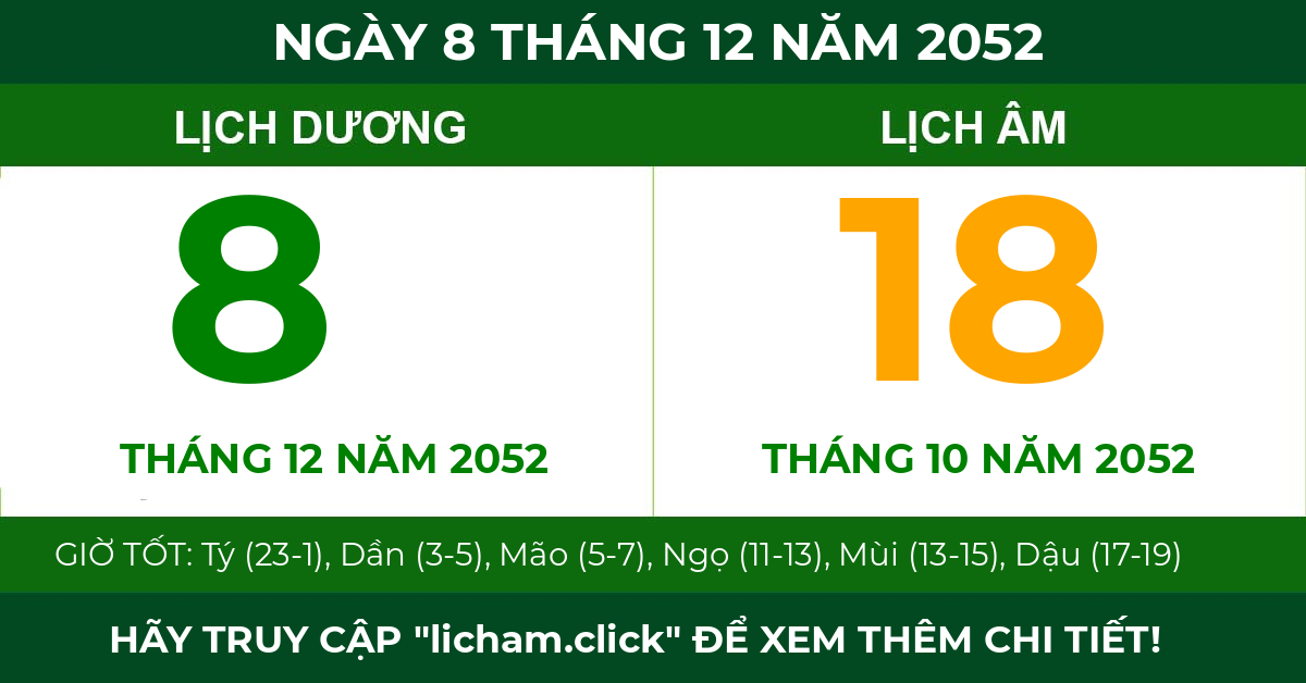 lịch âm ngày 8 tháng 12 năm 2052
