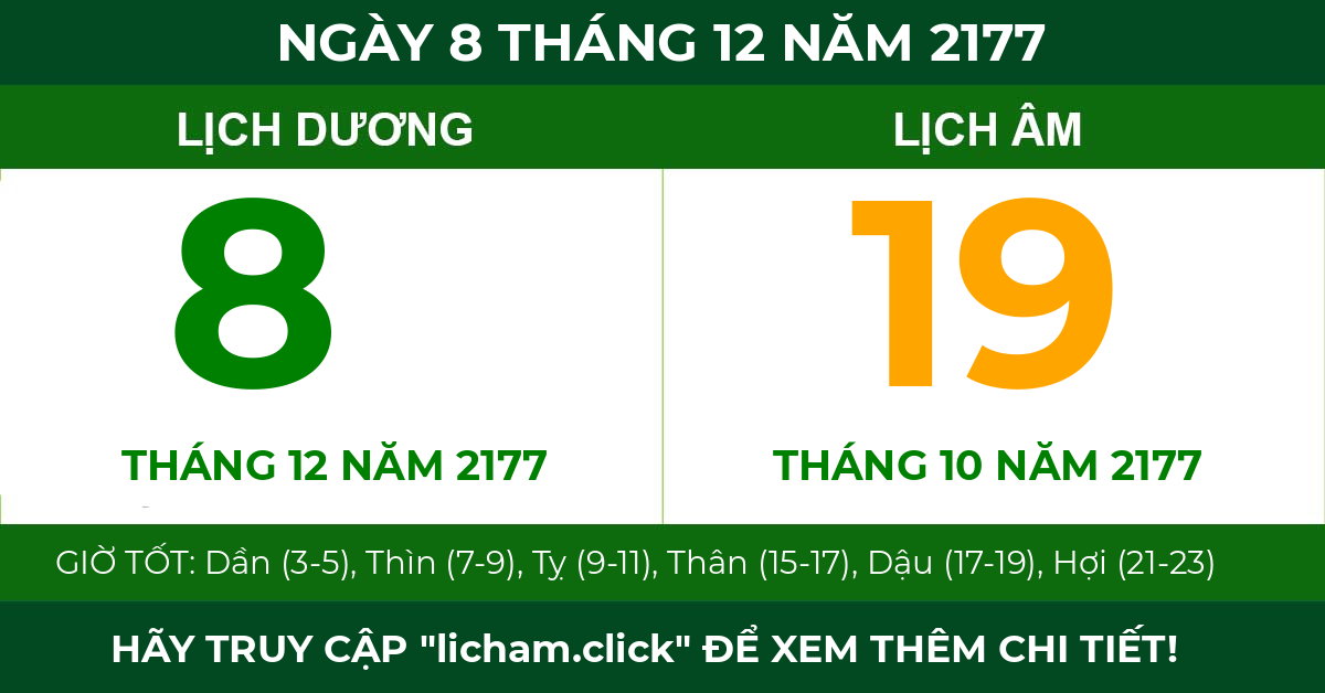 lịch âm ngày 8 tháng 12 năm 2177