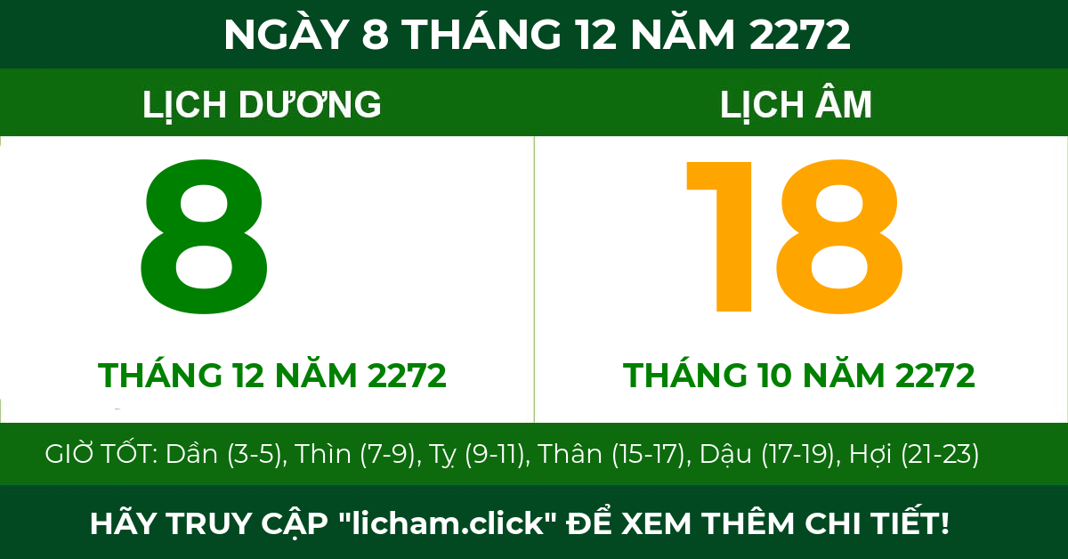 lịch âm ngày 8 tháng 12 năm 2272