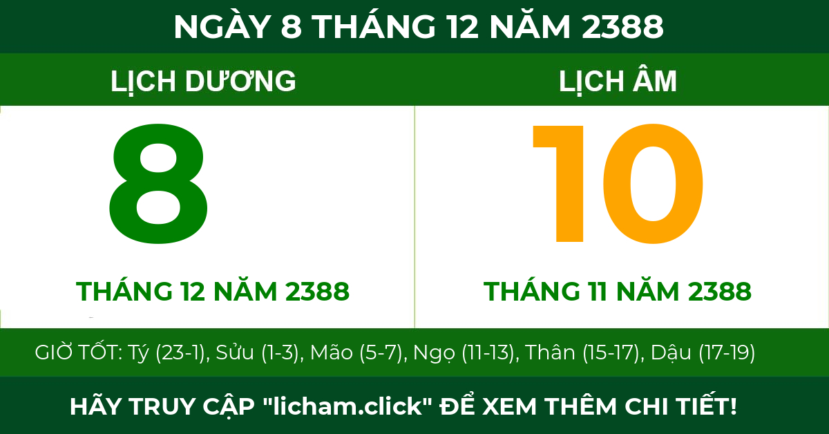 lịch âm ngày 8 tháng 12 năm 2388