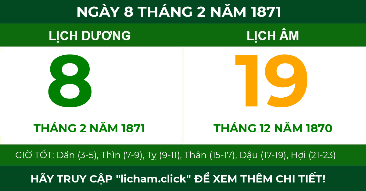 lịch âm ngày 8 tháng 2 năm 1871