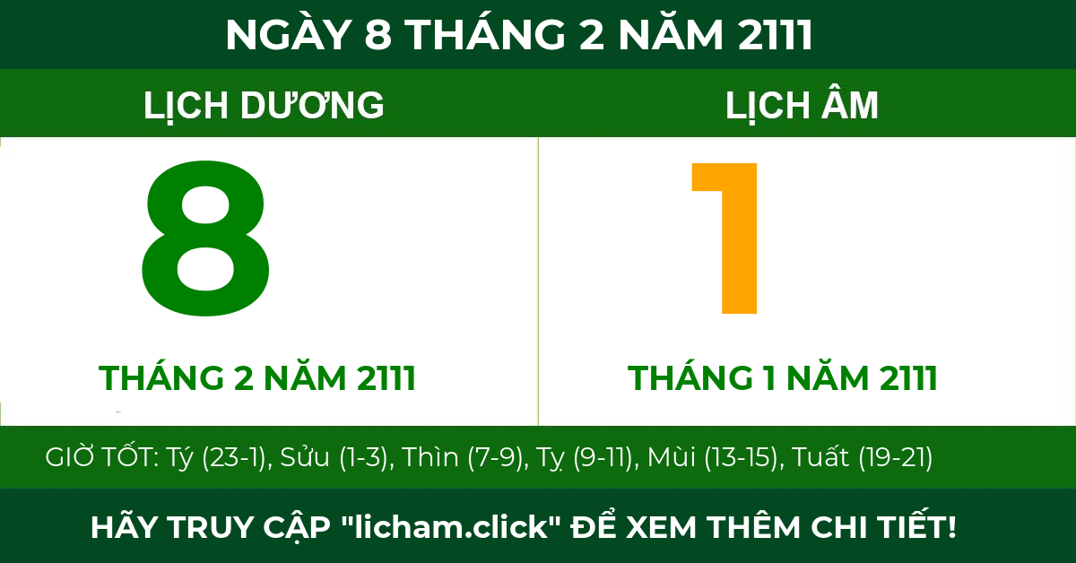 lịch âm ngày 8 tháng 2 năm 2111