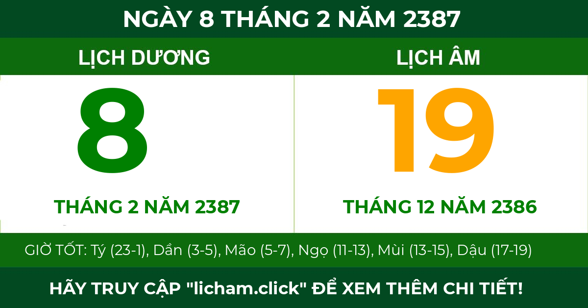 lịch âm ngày 8 tháng 2 năm 2387