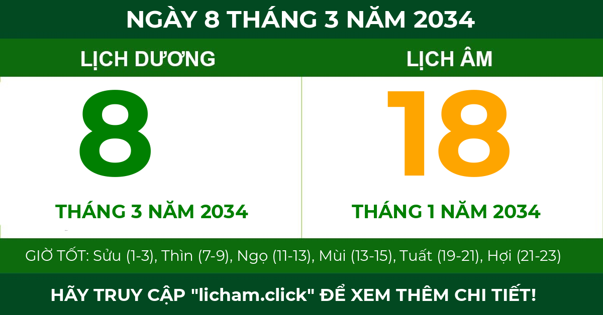 lịch âm ngày 8 tháng 3 năm 2034