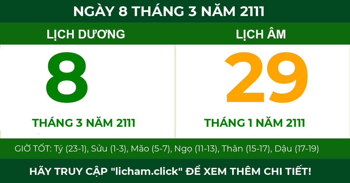 lịch âm ngày 8 tháng 3 năm 2111