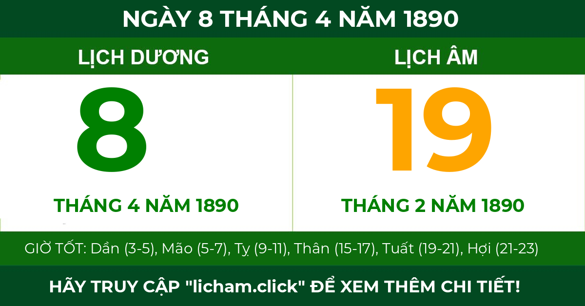 lịch âm ngày 8 tháng 4 năm 1890