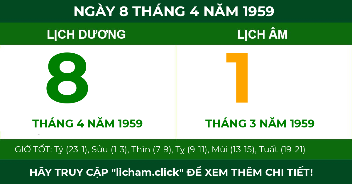 lịch âm ngày 8 tháng 4 năm 1959