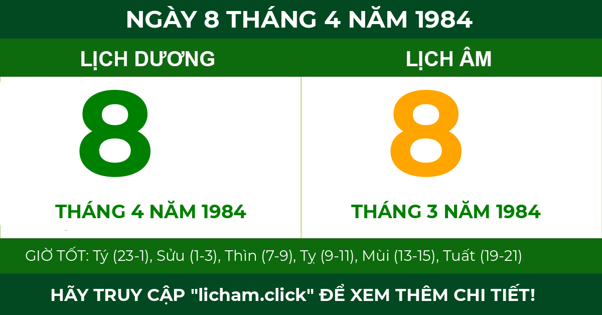 lịch âm ngày 8 tháng 4 năm 1984