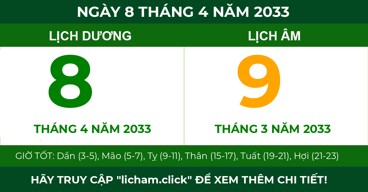 lịch âm ngày 8 tháng 4 năm 2033