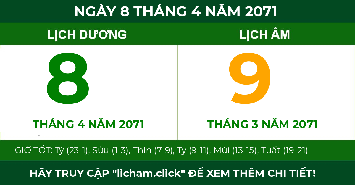 lịch âm ngày 8 tháng 4 năm 2071