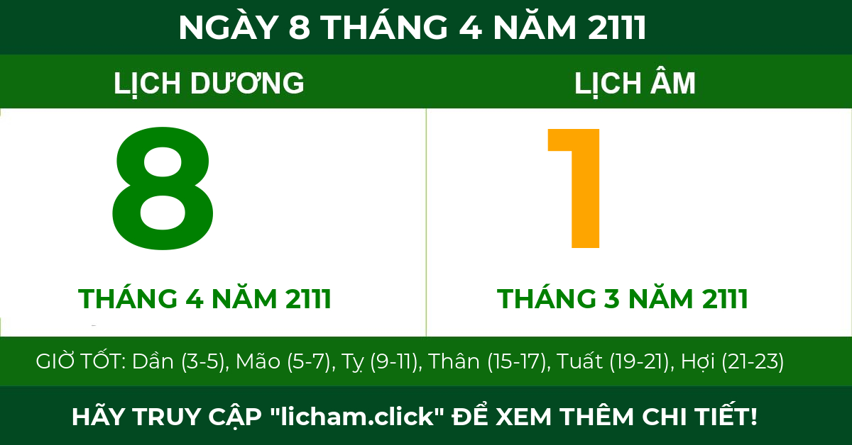 lịch âm ngày 8 tháng 4 năm 2111