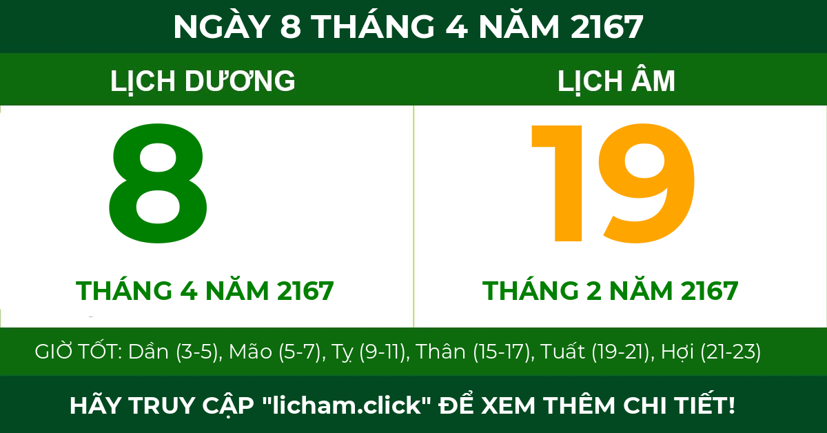 lịch âm ngày 8 tháng 4 năm 2167