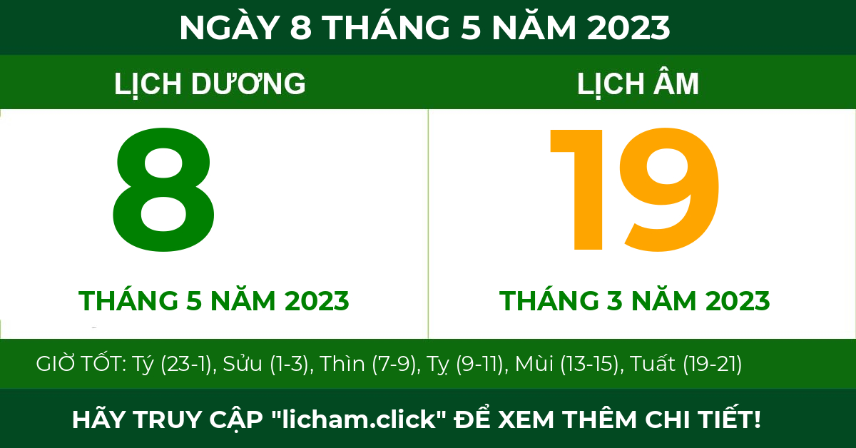 lịch âm ngày 8 tháng 5 năm 2023