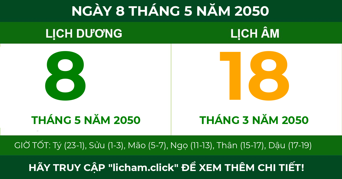 lịch âm ngày 8 tháng 5 năm 2050
