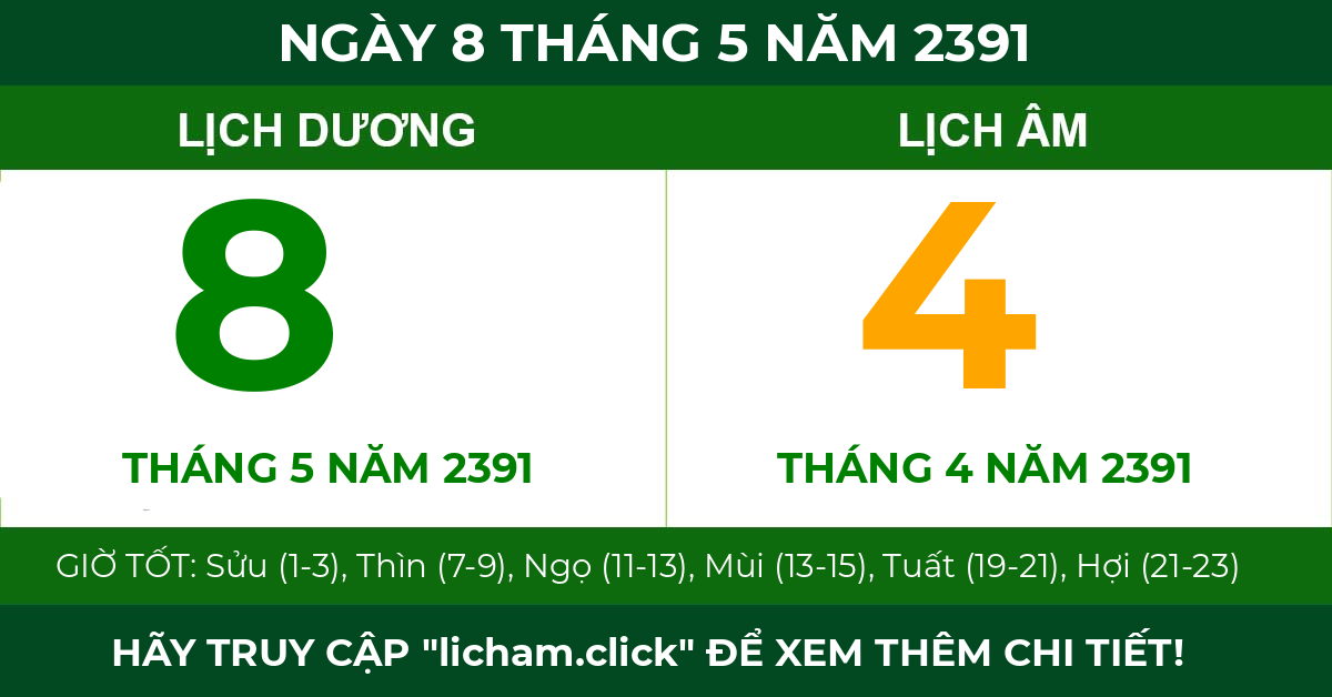 lịch âm ngày 8 tháng 5 năm 2391