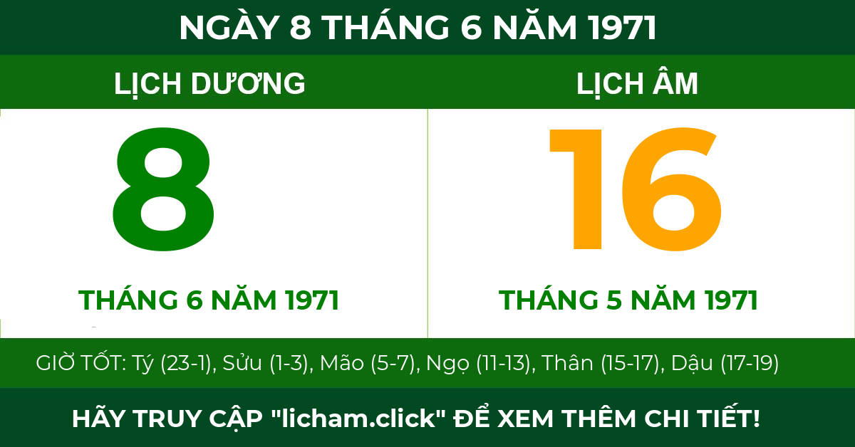 lịch âm ngày 8 tháng 6 năm 1971