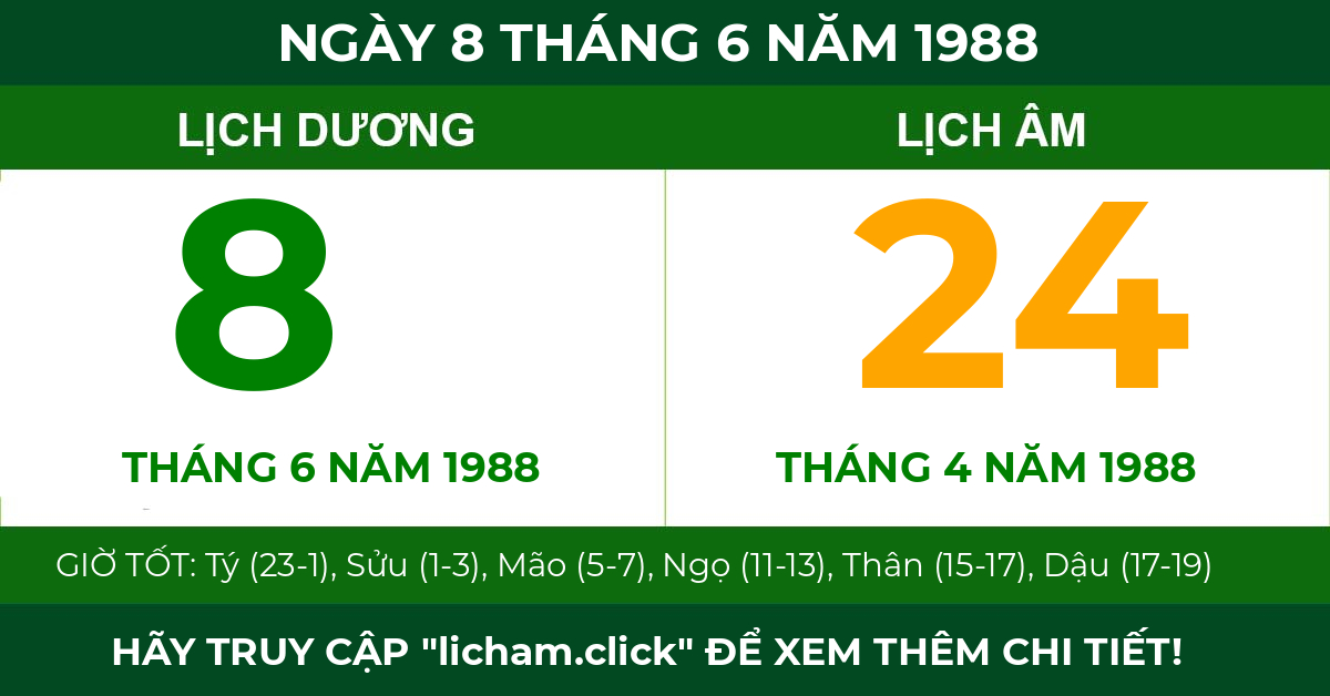 lịch âm ngày 8 tháng 6 năm 1988
