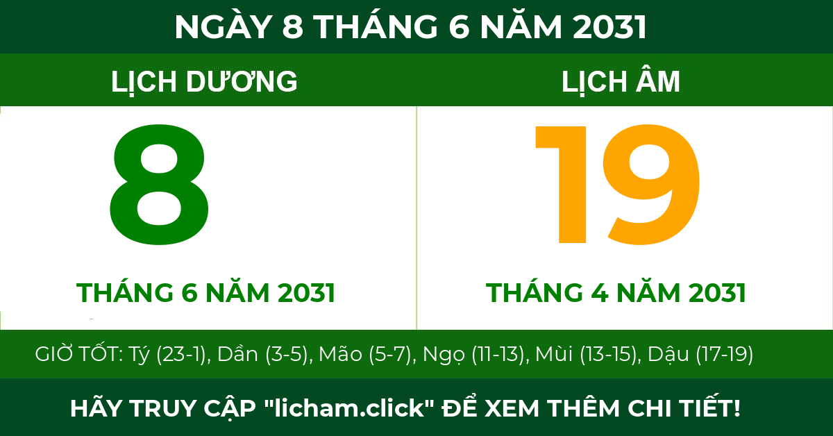 lịch âm ngày 8 tháng 6 năm 2031