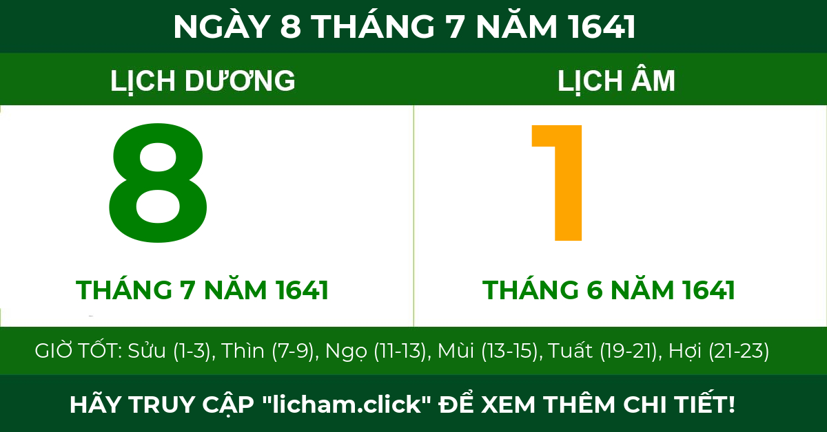 lịch âm ngày 8 tháng 7 năm 1641