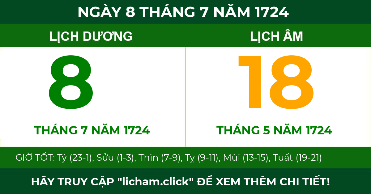 lịch âm ngày 8 tháng 7 năm 1724