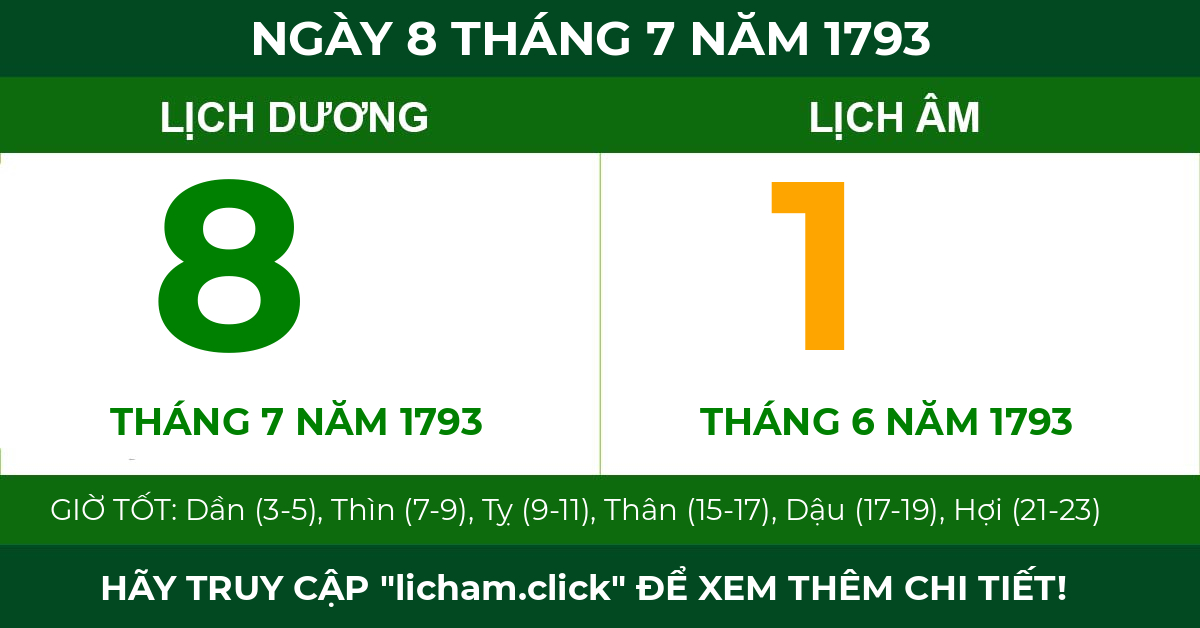 lịch âm ngày 8 tháng 7 năm 1793