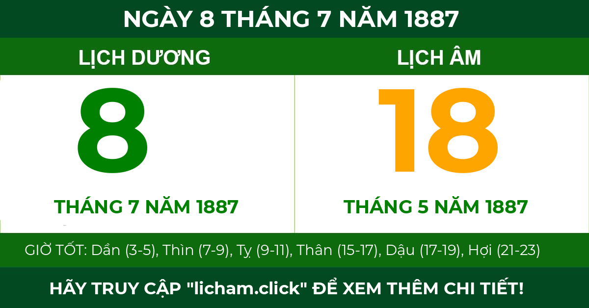lịch âm ngày 8 tháng 7 năm 1887