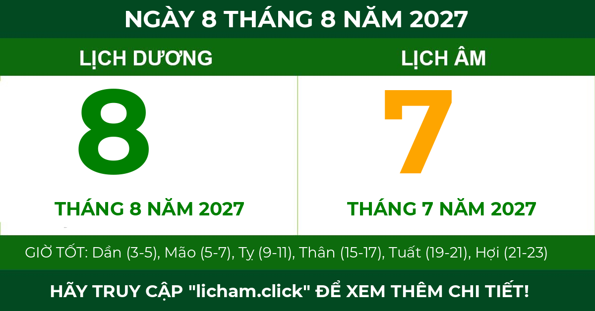 lịch âm ngày 8 tháng 8 năm 2027