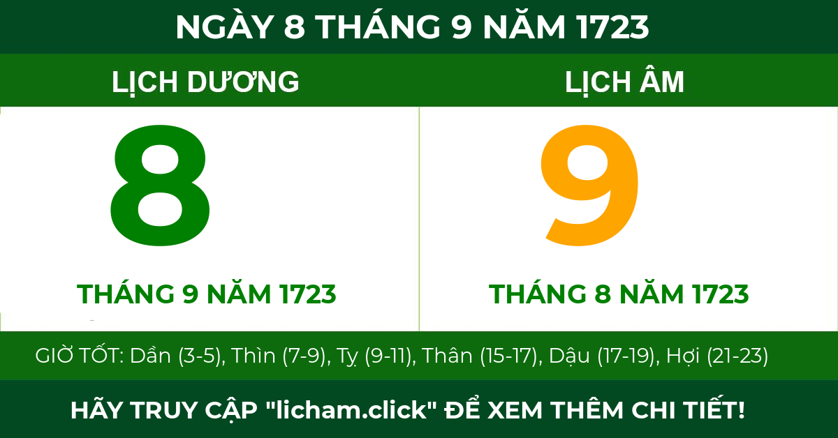 lịch âm ngày 8 tháng 9 năm 1723