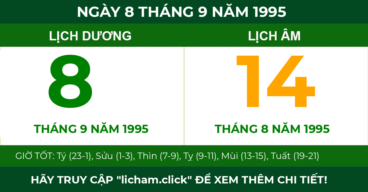 lịch âm ngày 8 tháng 9 năm 1995