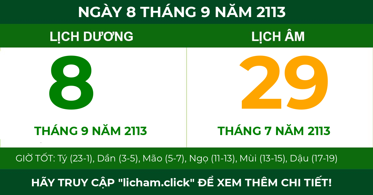 lịch âm ngày 8 tháng 9 năm 2113
