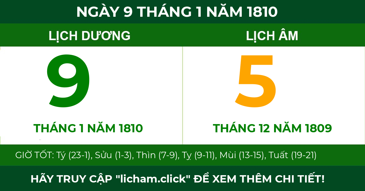 lịch âm ngày 9 tháng 1 năm 1810