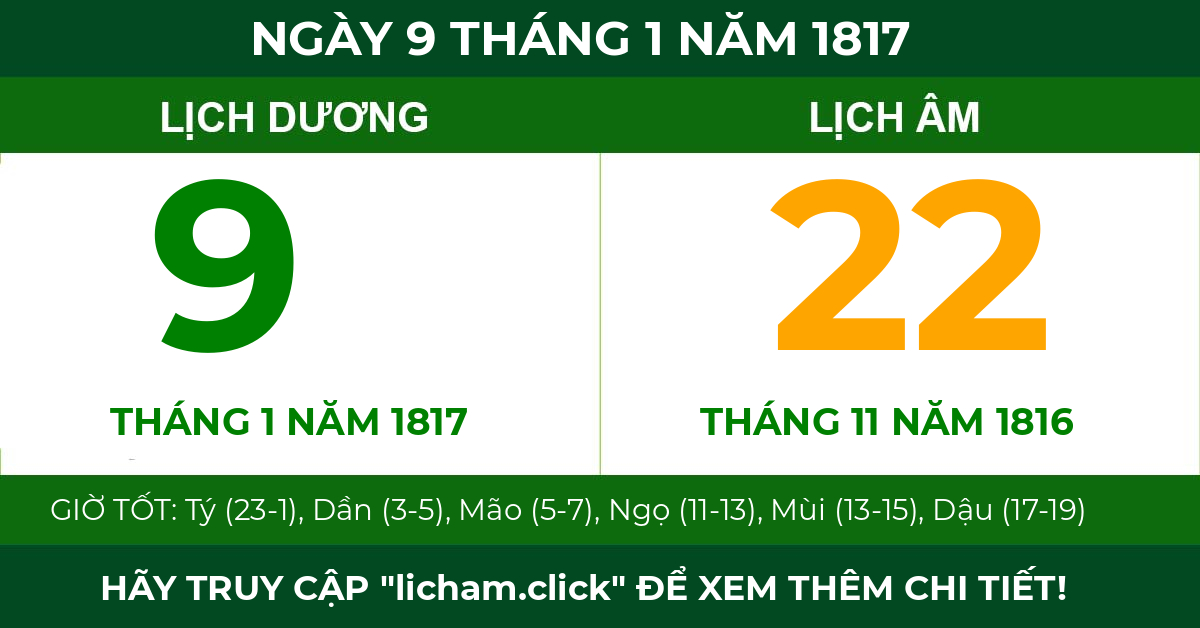 lịch âm ngày 9 tháng 1 năm 1817