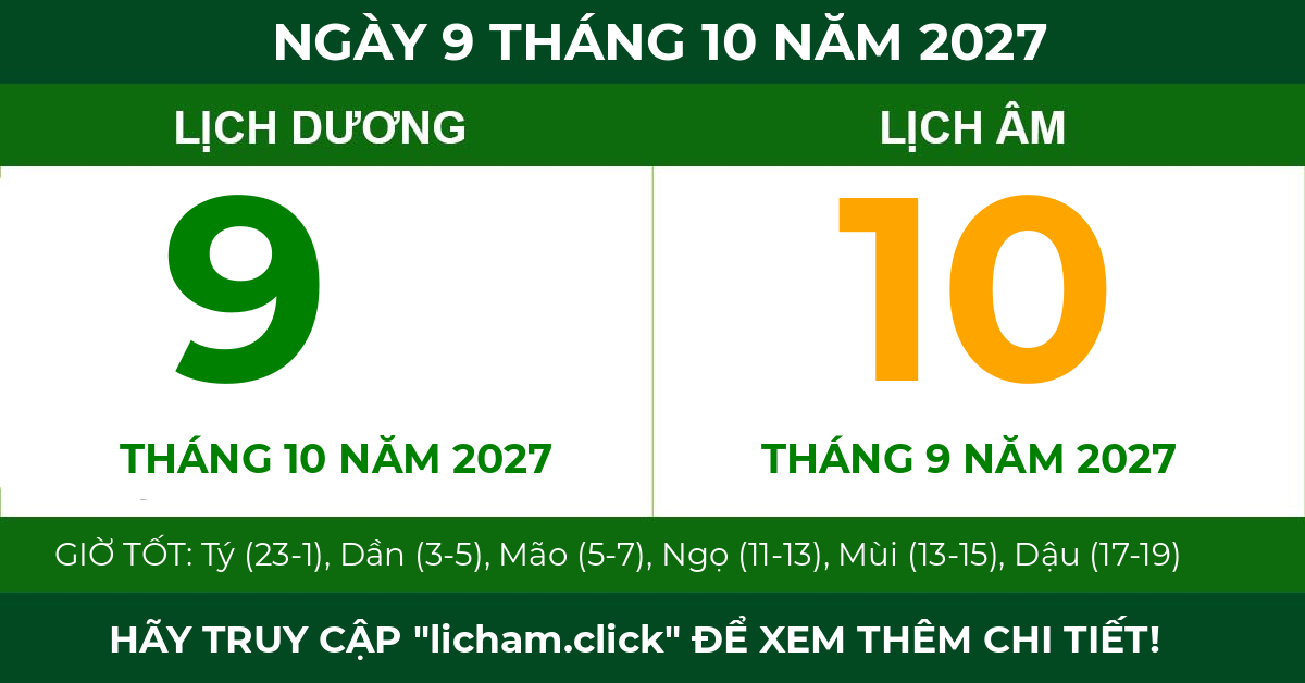 lịch âm ngày 9 tháng 10 năm 2027