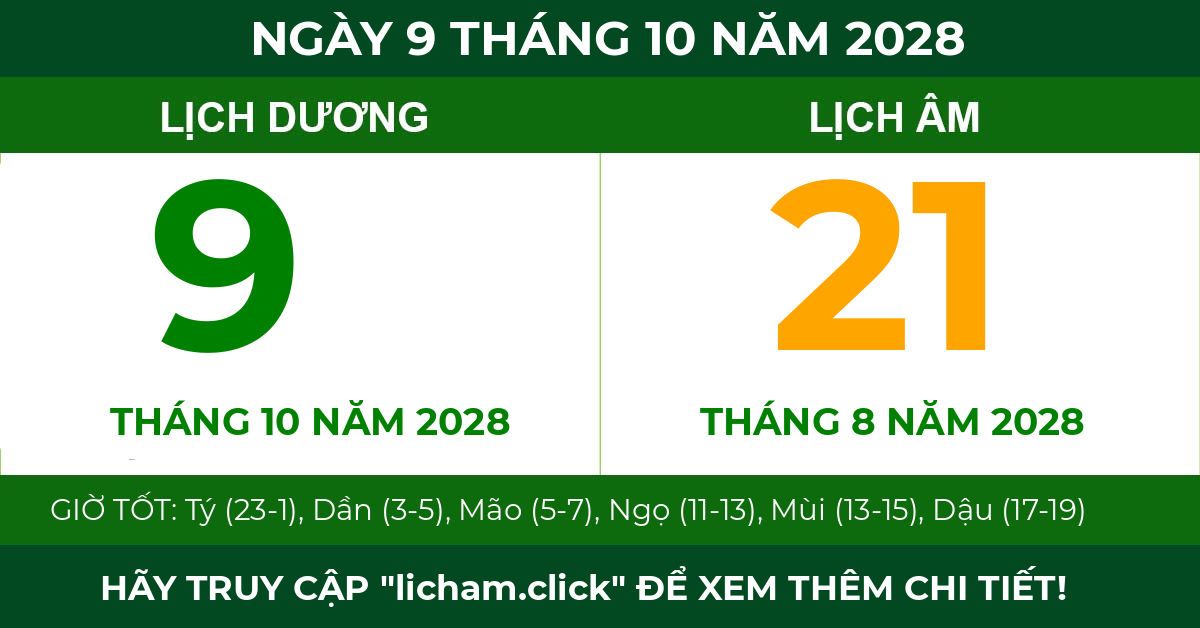 lịch âm ngày 9 tháng 10 năm 2028