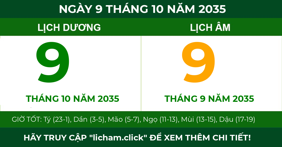 lịch âm ngày 9 tháng 10 năm 2035